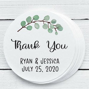 Personalized Glossy Eucalyptus Favor Labels - Wedding Shower Stickers - Gift Tags - EUC025 - 1.5&quot;, 2&quot;, 2.5&quot; sizes