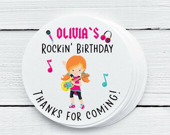 Personalized Glossy Rock Star Favor Labels - Musician Favor Labels - Gift Tags - 1.5", 2", 2.5" sizes - ROK026