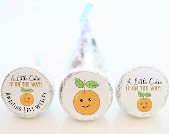 Personalized Little Cutie Theme Baby Shower Kiss Stickers - Cutie Shower Favors - CUT001 - STICKERS ONLY :)