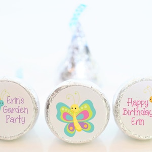Personalized Spring Butterfly Birthday Hershey Kiss Sticker Favors - Butterfly Party Favors - - BUT001 - STICKERS ONLY :)
