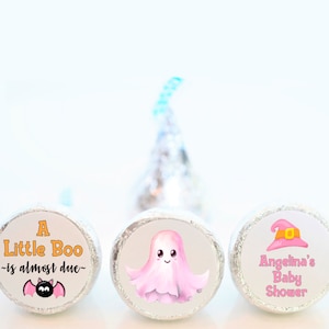 Personalized A Little Boo is Almost Due Baby Shower Hershey Kiss Party Favor Stickers, Halloween theme shower - ALB002 - STICKERS ONLY :)