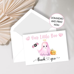 Little Boo babyshower bedankkaart afdrukbaar, ALB853 - ALLEEN DIGITALE BESTANDEN - pdf jpg inbegrepen - Niets verzonden - Onmiddellijk beschikbaar :)