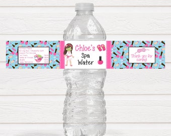 Spa Party Water Bottle Labels - Spa Sleepover Water Bottles - SPA220 - LABELS ONLY :)