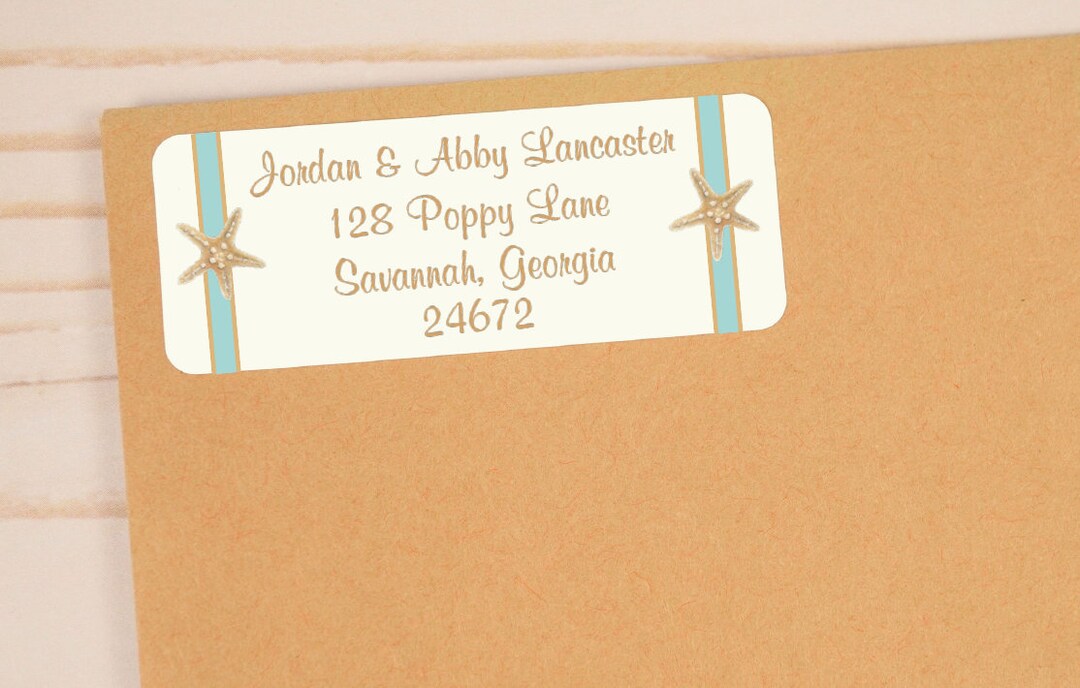 Personalized Beach Theme Return Address Labels for Wedding Invitations
