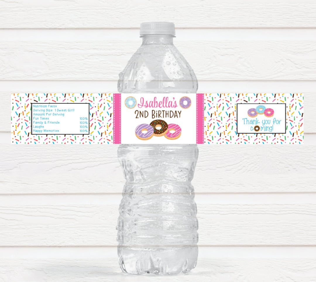 Personalized Donut Birthday Party Water Bottle Labels - DON220 - LABELS ...