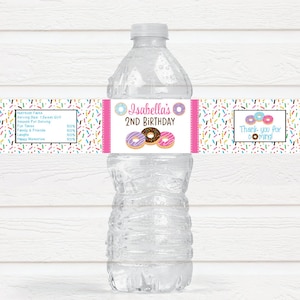 Personalized Donut Birthday Party Water Bottle Labels - DON220 - LABELS ONLY :)