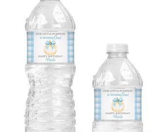 Our Little Pumpkin Boy Theme Birthday Water Bottle Labels - 1st Birthday Fall Theme  - LABELS ONLY :)  OLP221