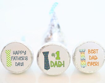 Personalized Father&#39;s Day Hershey Kiss Party Favor Stickers - Father&#39;s Day Gifts - Mix of 3 Designs - FAT002 - STICKERS ONLY :)