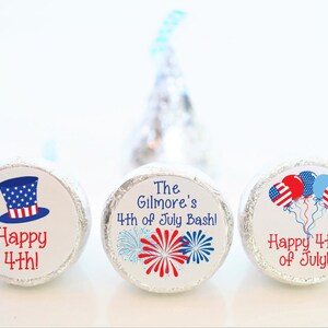 Personalized 4th of July Hershey Kiss Sticker Party Favors, Party Supplies - 4TH001 - STICKERS ONLY :)