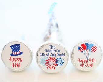 Gepersonaliseerde 4th of July Hershey Kiss Sticker Party Favors, Party Supplies - 4TH001 - STICKERS ALLEEN :)