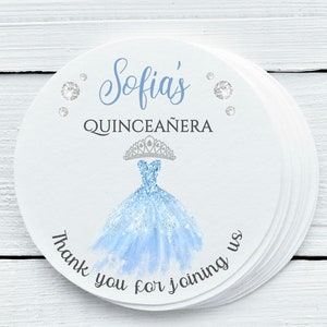 Personalized Quinceanera 15th Birthday Theme Birthday Party Favor Labels - Quince Favor Labels - Gift Tags - QUI026 - 1.5", 2", 2.5" sizes