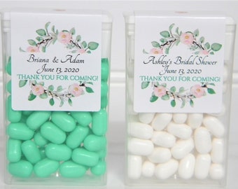 Personalized Floral Wreath Wedding Tic Tac Party Favor Stickers - Pink Rose and Green Bridal Shower Favors - PFL200 - LABELS ONLY :)