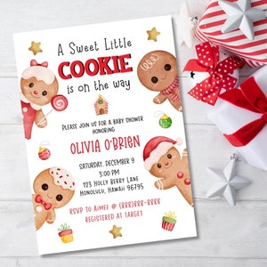 Sweet Little Cookie Christmas Theme Baby Shower Invitation Winter Gingerbread Theme You Print - DIGITAL FILE ONLY 5 x 7 Invitation - SLC500