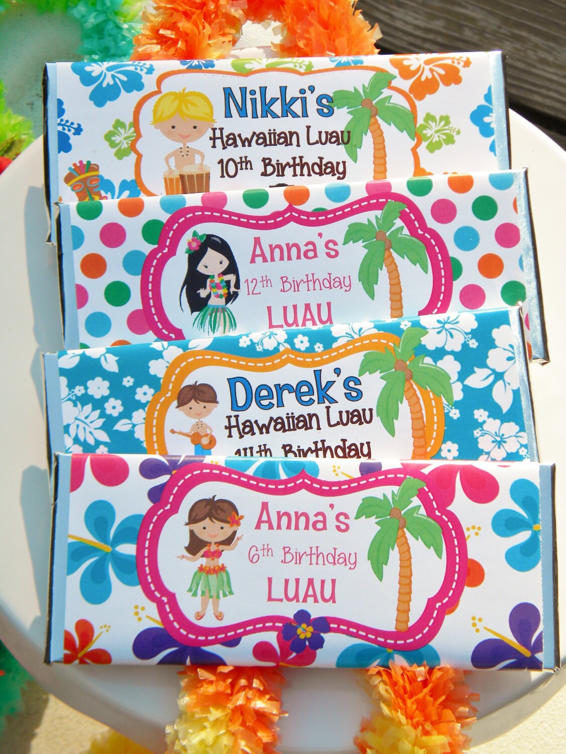 Birthday Party Favors Personalized Hawaiian Luau Candy Bar | Etsy