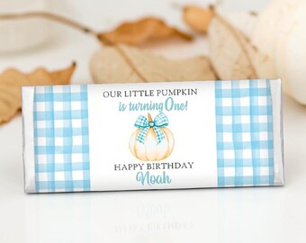 Our Little Pumpkin Theme Boy Birthday Party Full Size Candy Bar Labels, 1st Birthday Theme Party - OLP771 - LABELS ONLY :)