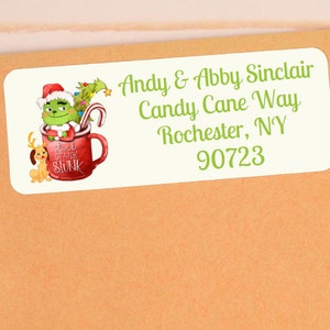 Etiquetas personalizadas de dirección de devolución de taza de Navidad - Un toque hermoso para sus tarjetas navideñas - CHR405 - ETIQUETAS SOLO :)
