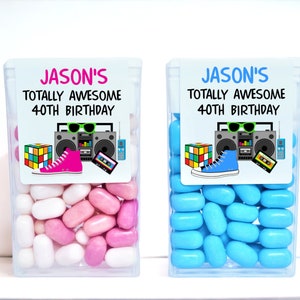 Personalized 80&#39;s Theme Birthday Party or Class Reunion Tictac Favor Stickers - 1980&#39;s Party Favors - 80S200 - LABELS ONLY :)