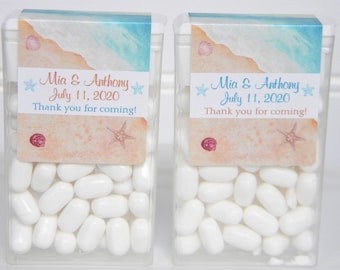 Personalized Blue and Tan Beach Wedding Tic Tac Party Favor Stickers - Beach Wedding Favors - BEA200 - LABELS ONLY :)