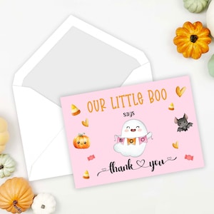 Little Boo ベビーシャワー サンキュー カード 印刷可能、ALB851 - デジタル ファイルのみ - PDF 2 枚付属 - 発送なし - すぐに入手可能