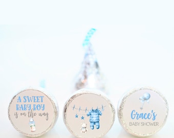 Personalized Sweet Baby Boy Blue Baby Shower Hershey Kiss Favor Stickers - Girl Boy Baby Shower Favors - SBB001 - STICKERS ONLY :)