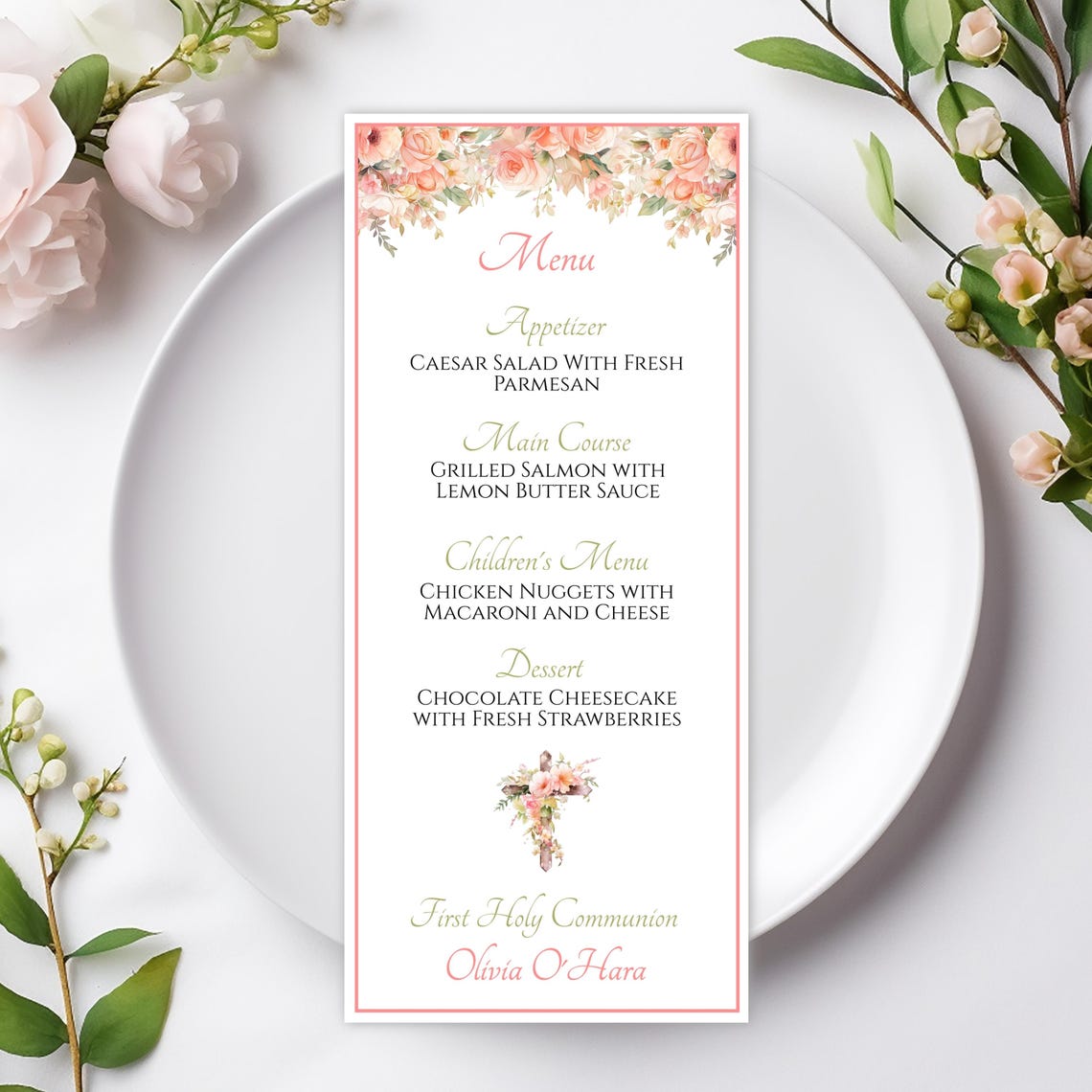 First Menu Ideas First Communion Editable Menu Printable - Communion Party - You Edit ...