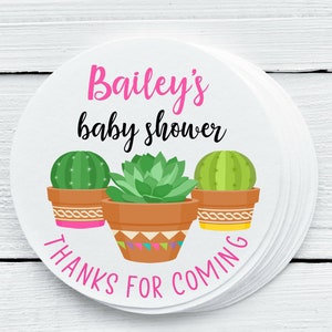 Personalized Glossy Succulent Favor Labels - Cactus Party Stickers - Gift Tags - SUC025 - 1.5&quot;, 2&quot;, 2.5&quot; sizes