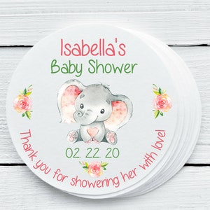 Etiquetas personalizadas brilhantes para lembrancinhas de chá de bebê com elefante - Etiquetas para lembrancinhas de elefante - Etiquetas para presentes - tamanhos de 1,5&quot;, 2&quot;, 2,5&quot; - ELE025