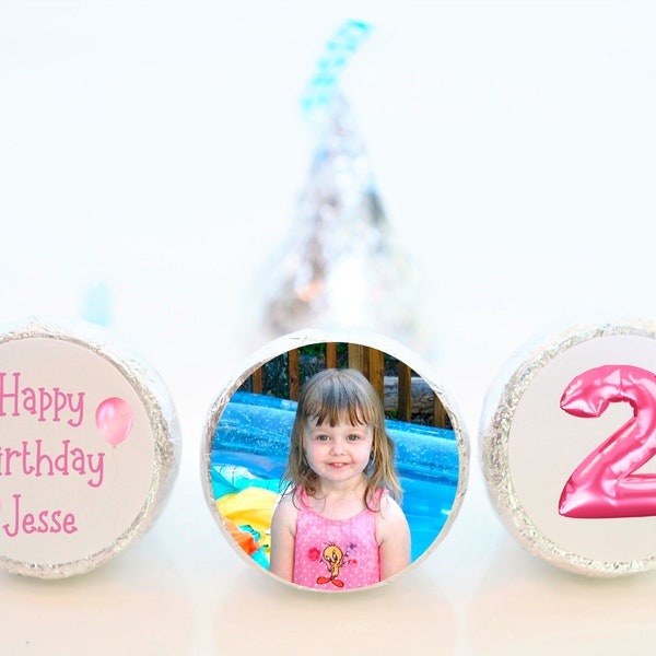 Personalized Pink Photo  Hershey Kiss Party Favor Stickers, Photo Candy Birthday Labels - PHO001 - LABELS ONLY :)