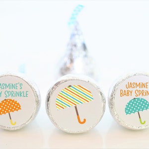Personalized Umbrella Baby Shower Sprinkle Hershey Kiss Favor Stickers - UMB001 - LABELS ONLY :)