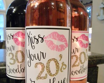 Etiquetas de vino para cumpleaños 20, 30, 40, 50 y 60, regalo de cumpleaños con vino, recuerdos de cumpleaños - BIR300 - SOLO ETIQUETAS :)