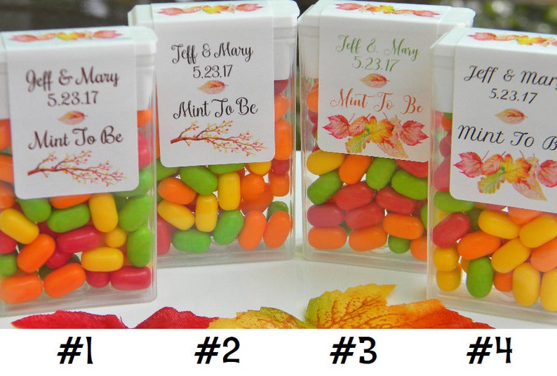 Personalized Fall Wedding Tic Tac Party Favor Labels Bridal Shower Tictac Favors FAL200 LABELS ONLY : image 2