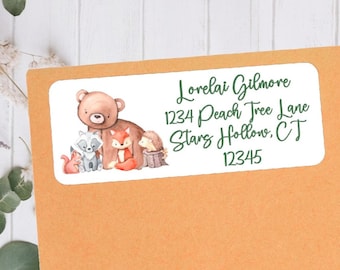 Woodland Animals Theme Invitation or Thank You Card Baby Shower Return Address Labels - Forest Animals Shower - WAN403 - LABELS ONLY :)