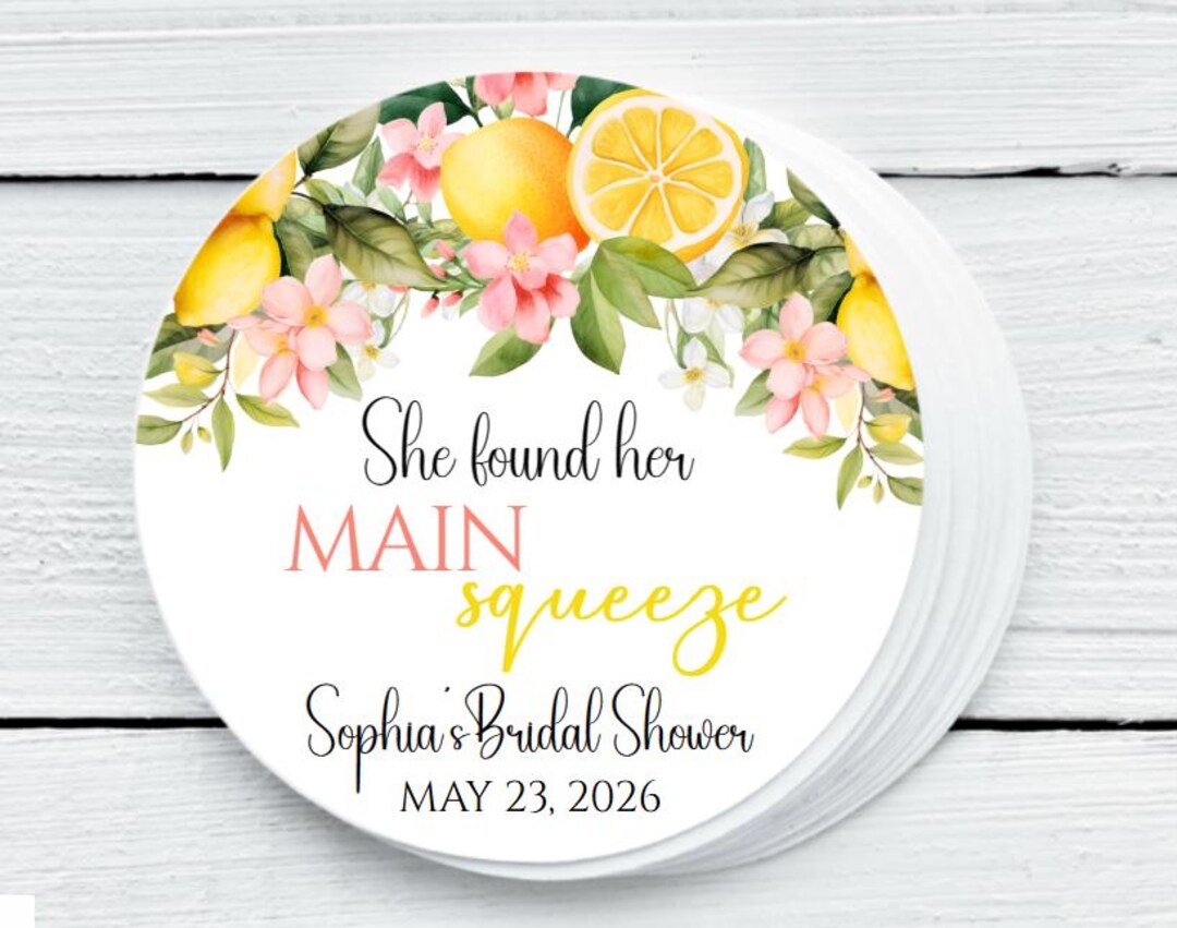 She Found Her Main Squeeze Pink Floral and Lemon Theme Round Bridal ...