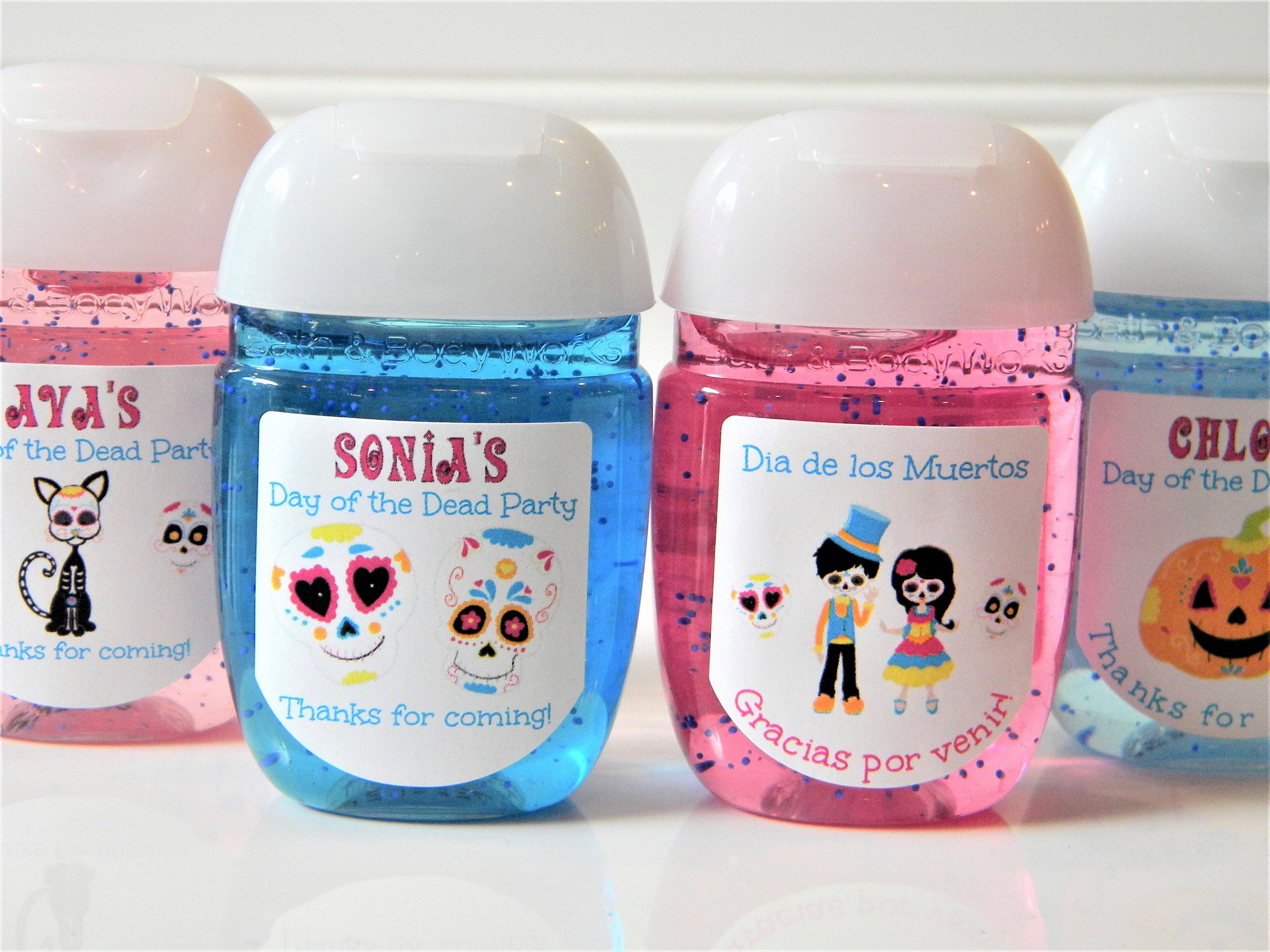Day of the Dead Party Favors - Personalized Dia De Los Muertos Favor - Sanitizer Favors - DOD100 - Halloween Hand Sanitizers - LABELS ONLY