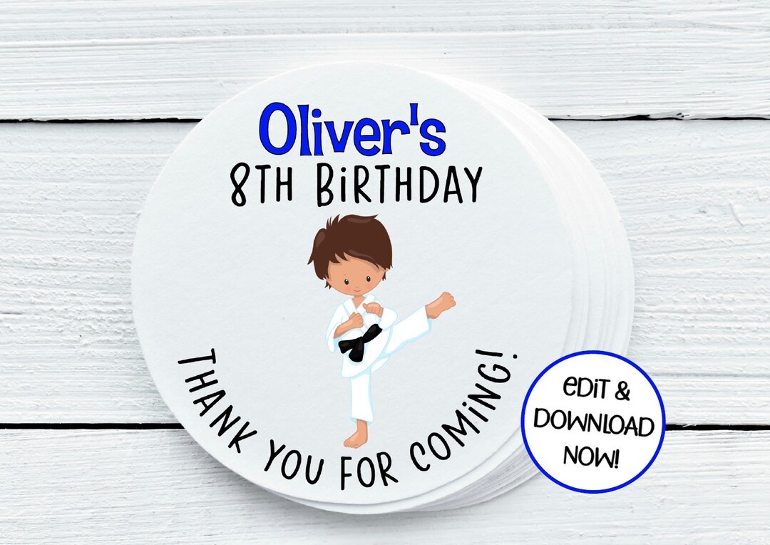 Personalized Karate Party Printables, Karate Party Gift Tags You Print DIGITAL FILE ONLY Gift