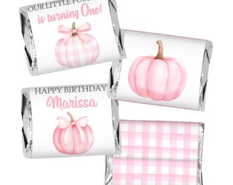 Our Little Pumpkin Fall Theme Hershey Miniatures OR Nuggets Party Favor Labels - Girl 1st Birthday Favors - OLP321 - STICKERS ONLY :)