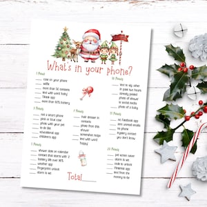 Santa&#39;s Little Helper Shower Phone Game Printable, SLH801 - DIGITAL FILES ONLY - pdf/jpg included- Nothing Shipped  Available immediately :)