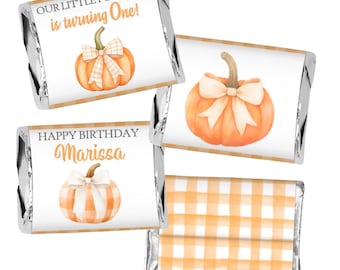 Our Little Pumpkin Fall Theme Hershey Miniatures OR Nuggets Party Favor Labels - 1st Birthday Favors - TAS322 - STICKERS ONLY :)