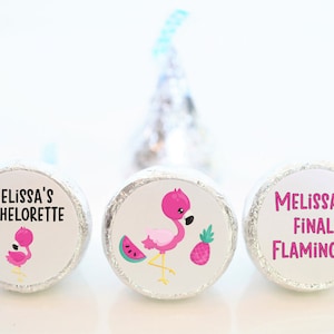 Personalized Flamingo Theme Hershey Kiss Bachelorette Party Favor Stickers - 3 Designs - Final Flamingle - FLA002 - STICKERS ONLY :)