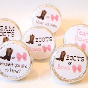 Gender Reveal Boots or Bows Hershey Kiss Sticker Baby Shower Favors - Gender Reveal Favors - BOB001 - STICKERS ONLY :)