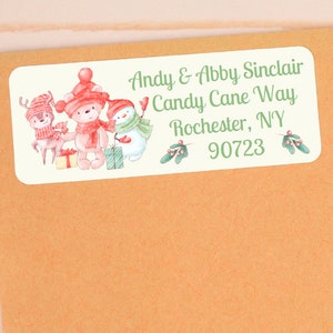 Personalized Cute Bear Christmas Return Address Labels - A Beautiful Touch for Your Holiday Cards - CHR414 - LABELS ONLY :)