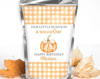 Our Little Pumpkin Fall Theme Birthday Party Juice Pouch Labels - 1st Birthday Juice Labels - OLP262 - LABELS ONLY :)
