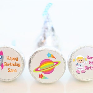 Personalized Astronaut Birthday Hershey Kiss Party Favor Stickers - Outer Space Party Favors - AST002 - STICKERS ONLY :)