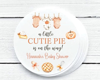 Little Cutie Pie Theme Baby Shower Party Favor Labels - Fall Favor Labels - Gift Tags - 1.5", 2", 2.5" sizes - LCP025
