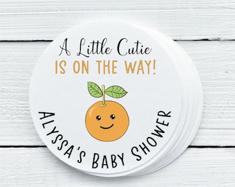 Personalisierte glänzende kleine Cutie Babyparty Aufkleber - Geschenkanhänger - CUT025 - 1,5 ", 2 ", 2,5 ""Größen."