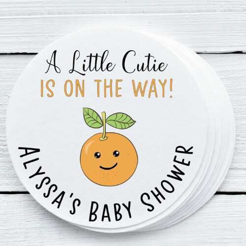 Personalized Glossy Little Cutie Baby Shower Favor Labels Etsy