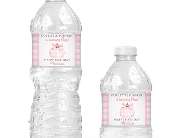 Our Little Pumpkin Girl Theme Birthday Water Bottle Labels - 1st Birthday Fall Theme  - LABELS ONLY :)  OLP220