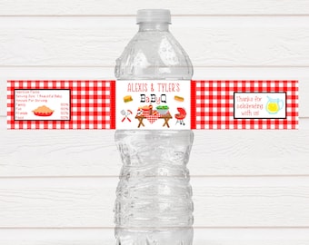 Personalized Baby Q Baby Shower Water Bottle Labels, Baby Q Theme Party - LABELS ONLY :)  BBQ220