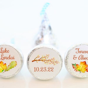 Personalized Fall Wedding Hershey Kiss Party Favor Stickers - FAL002 - STICKERS ONLY :)