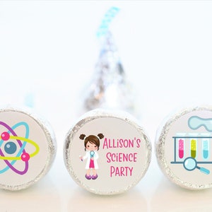 Personalized Mad Scientist Birthday Party Favor Hershey Kiss Stickers - Science Theme Party Favors - SCI001 - STICKERS ONLY :)